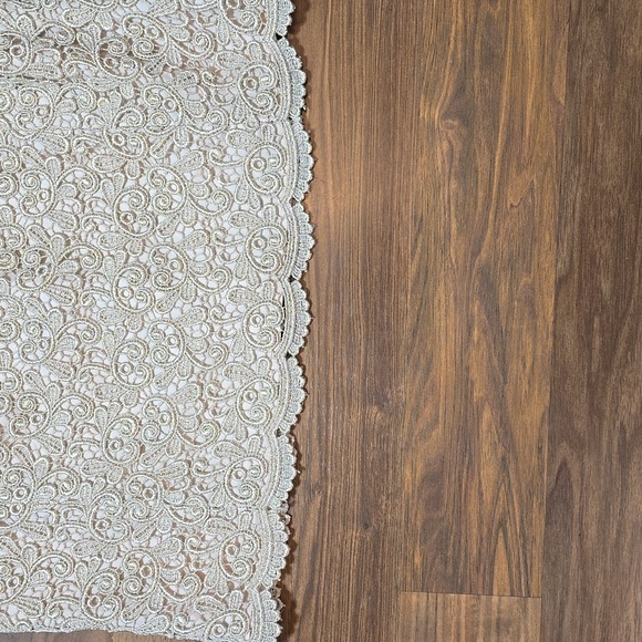 Talbots Cream Lace Gold Metallic Formal Top - Picture 4 of 10